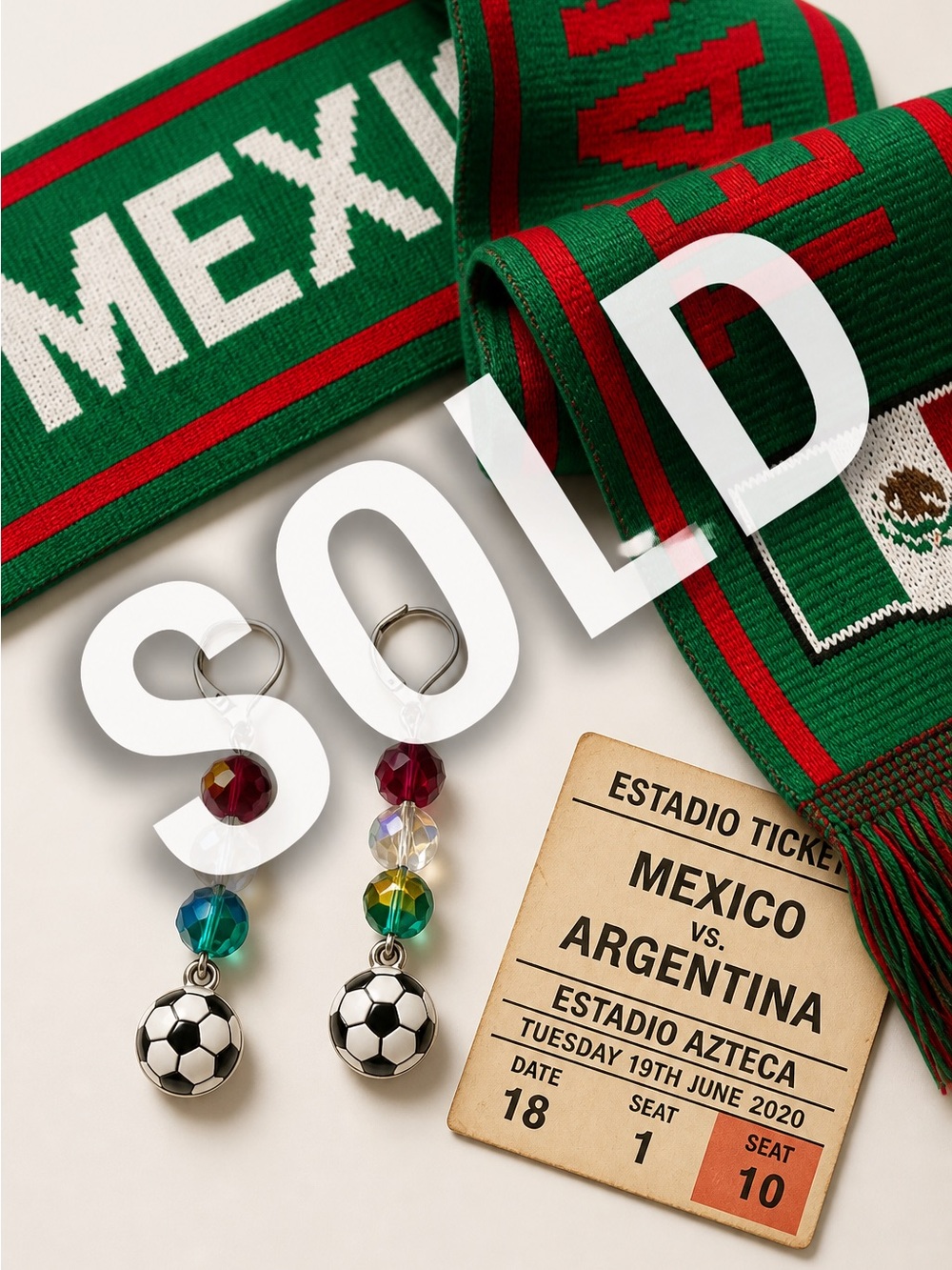 Team Mexico Soccer Bead Dangle Earrings – Multicolor